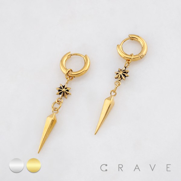 PAIR OF STAR SPIKE PENDANT 316L SURGICAL STEEL EARRING
